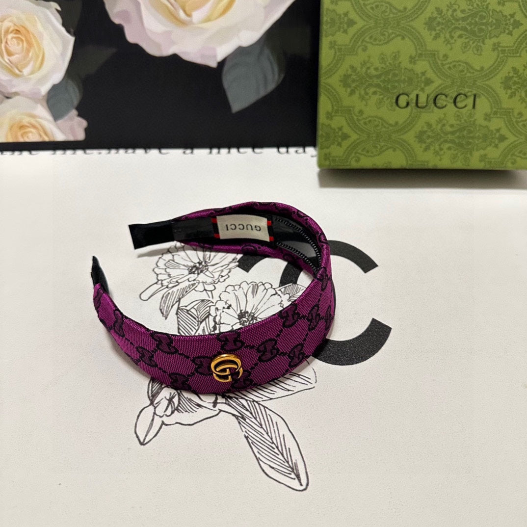 GUCCI FUCHSIA PINK MONOGRAM CANVAS HAIRBAND 369307
