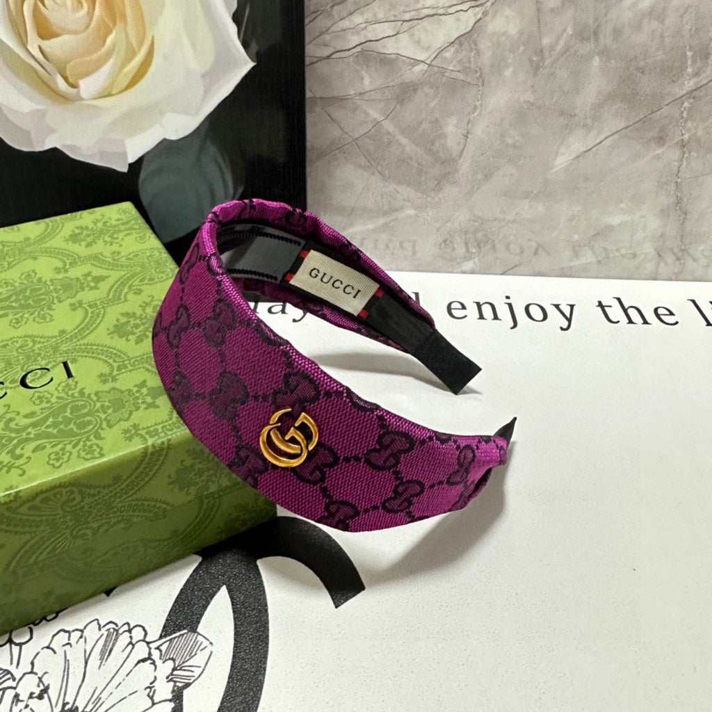 GUCCI FUCHSIA PINK MONOGRAM CANVAS HAIRBAND 369307