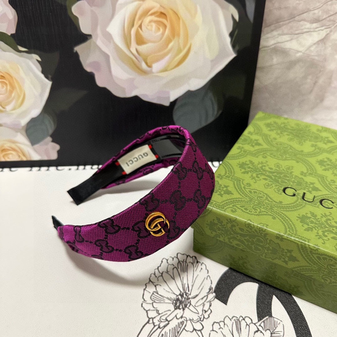 GUCCI FUCHSIA PINK MONOGRAM CANVAS HAIRBAND 369307