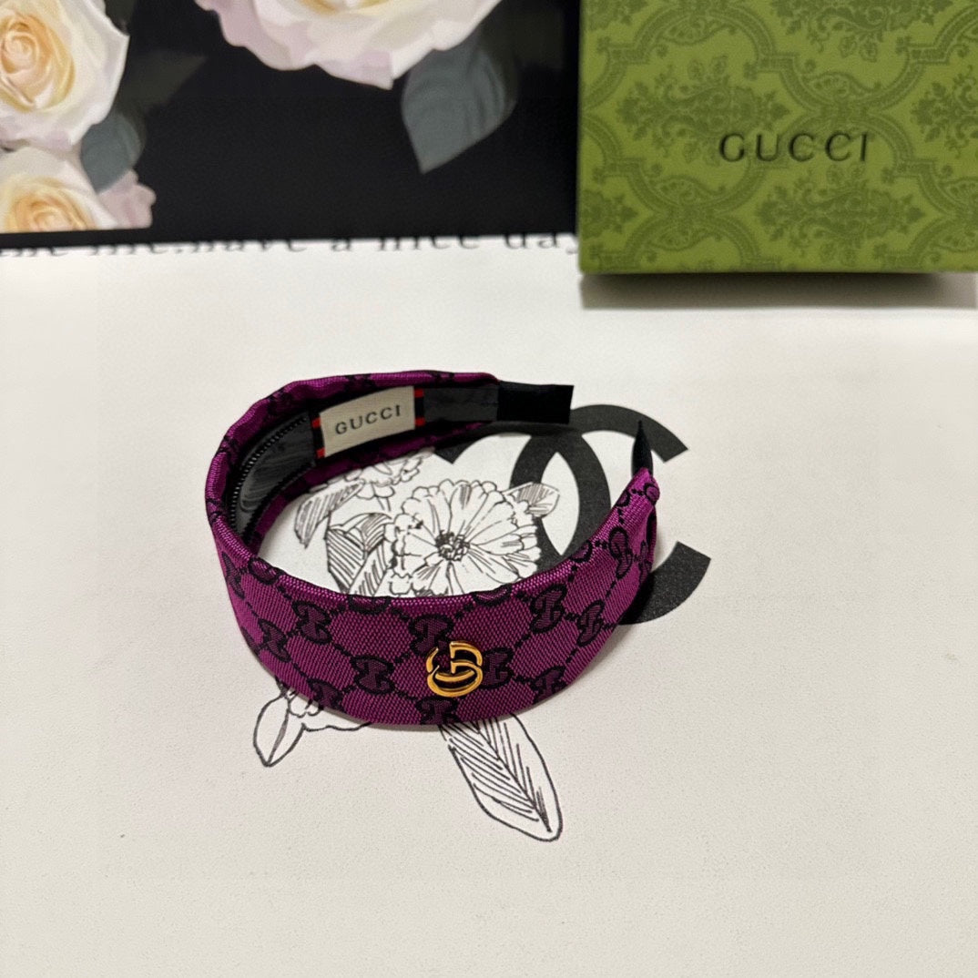 GUCCI FUCHSIA PINK MONOGRAM CANVAS HAIRBAND 369307