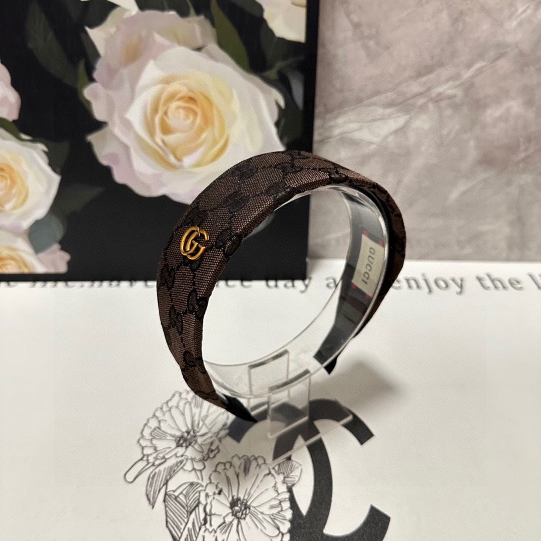 GUCCI CHOCOLATE MONOGRAM CANVAS HAIRBAND 369308