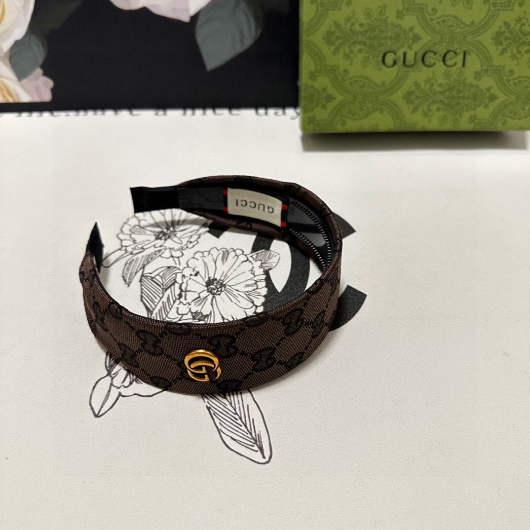 GUCCI CHOCOLATE MONOGRAM CANVAS HAIRBAND 369308