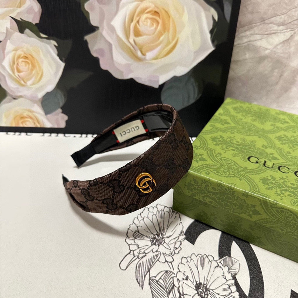 GUCCI CHOCOLATE MONOGRAM CANVAS HAIRBAND 369308
