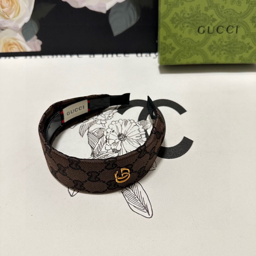 GUCCI CHOCOLATE MONOGRAM CANVAS HAIRBAND 369308