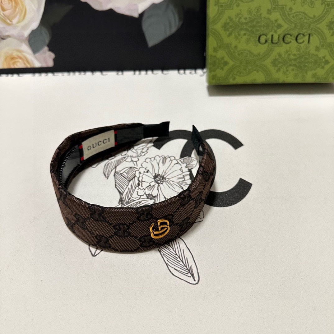 GUCCI CHOCOLATE MONOGRAM CANVAS HAIRBAND 369308