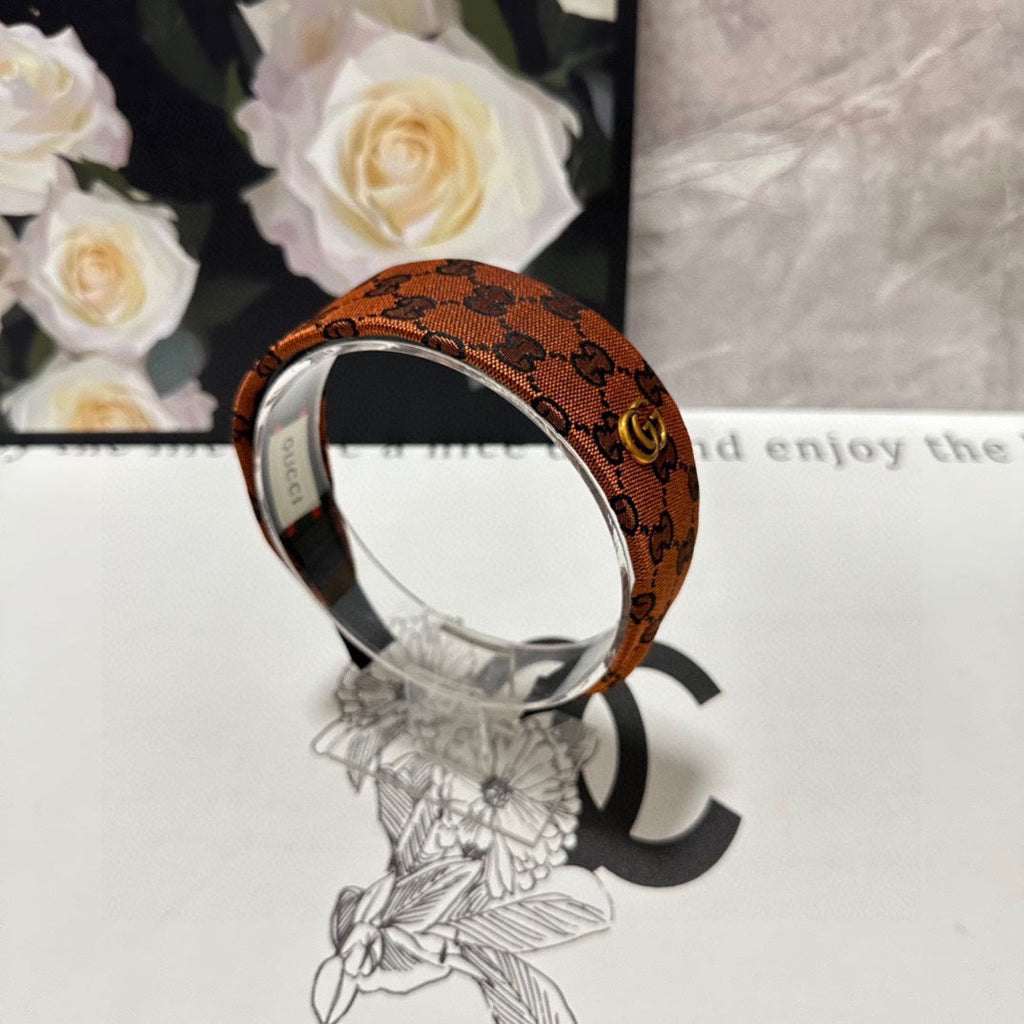 GUCCI GINGER ORANGE MONOGRAM CANVAS HAIRBAND 369309