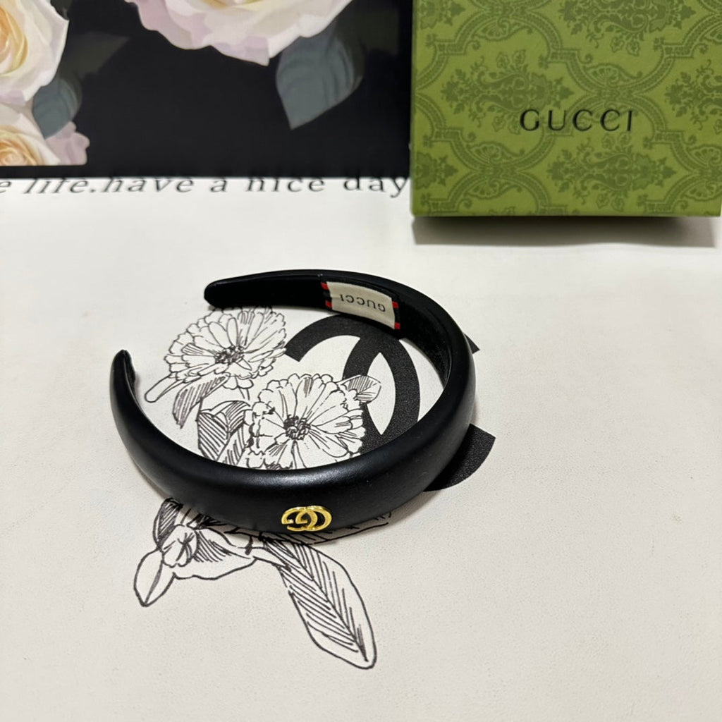 GUCCI HEADBAND IN BLACK SHINY LAMBSKIN 406128