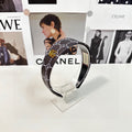 GUCCI HEADBAND IN BLACK MONOGRAM PRINT LAMBSKIN 412506