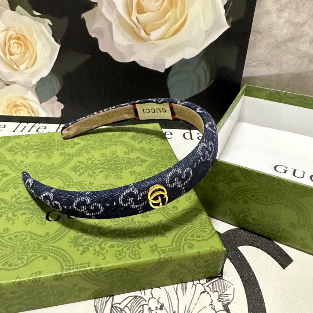 GUCCI HAIRBAND IN MIDNIGHT BLUE DENIM 432817