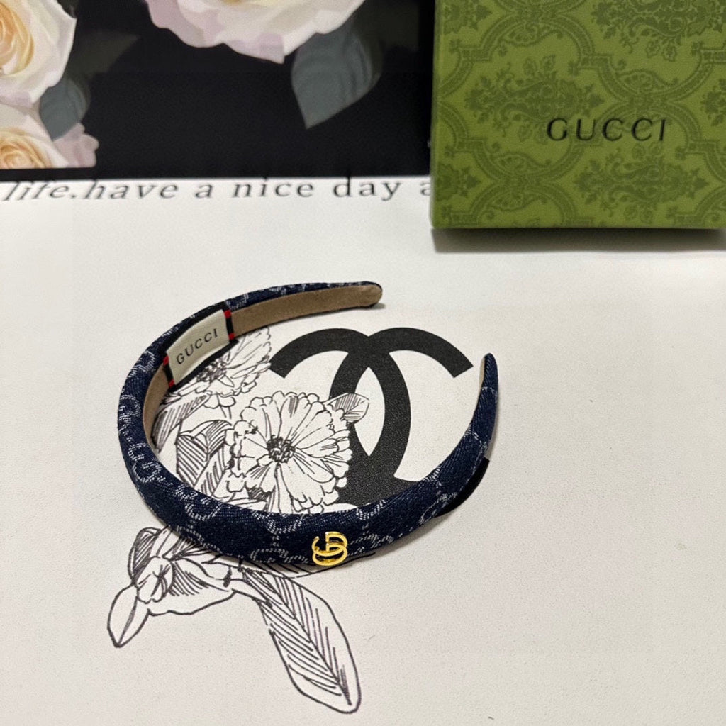GUCCI HAIRBAND IN MIDNIGHT BLUE DENIM 432817