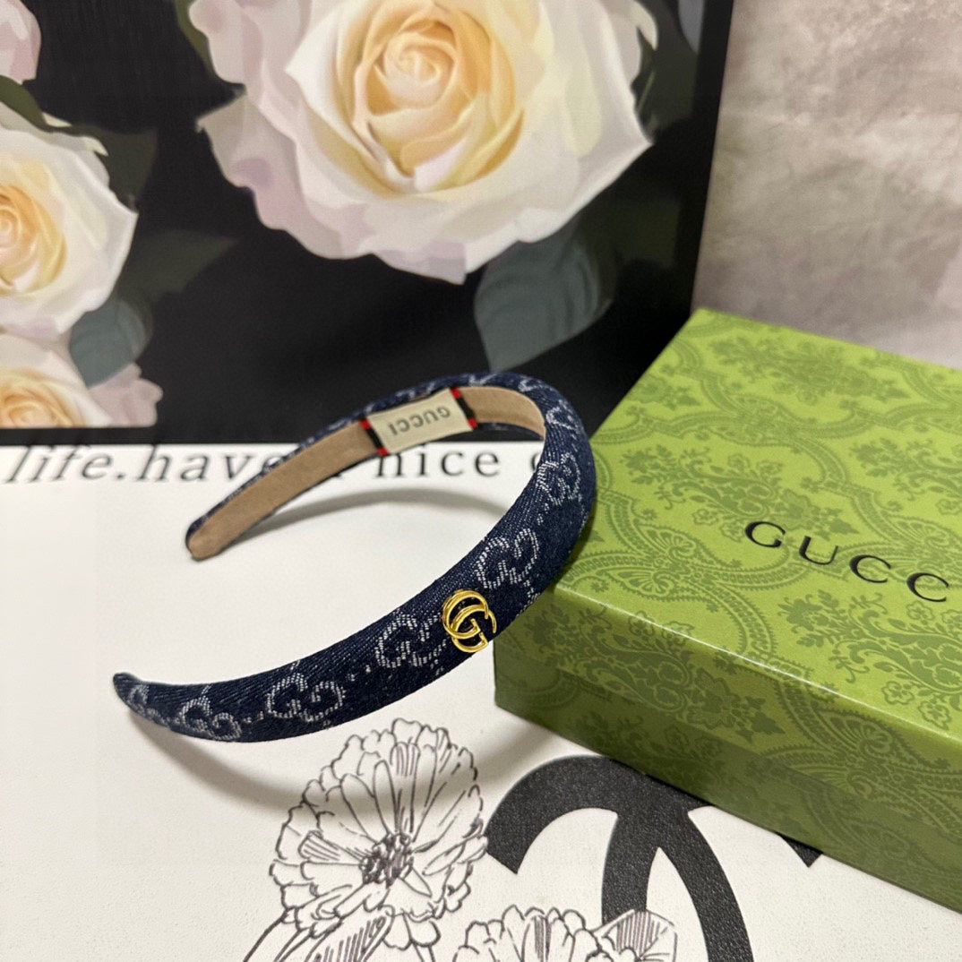GUCCI HAIRBAND IN MIDNIGHT BLUE DENIM 432817