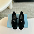 PRADA SUEDE LOAFERS PITCH BLACK CALFSKIN