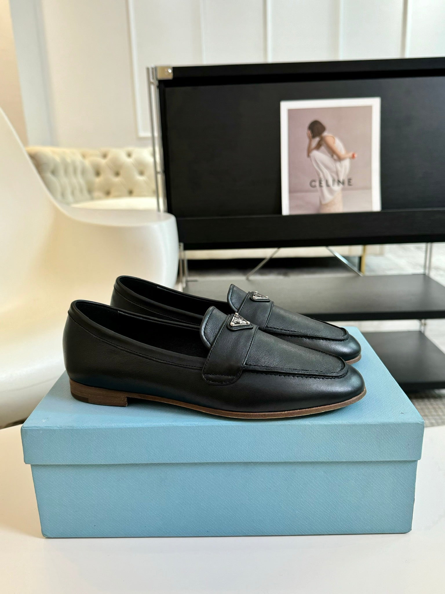 PRADA LOAFERS BLACK CALFSKIN