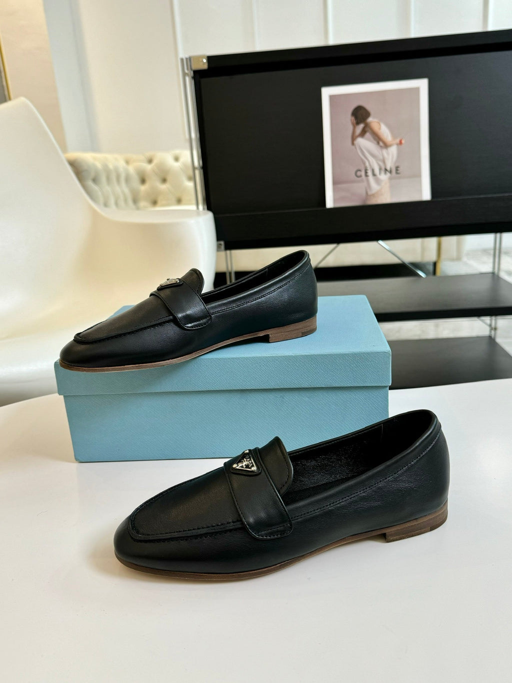 PRADA LOAFERS BLACK CALFSKIN