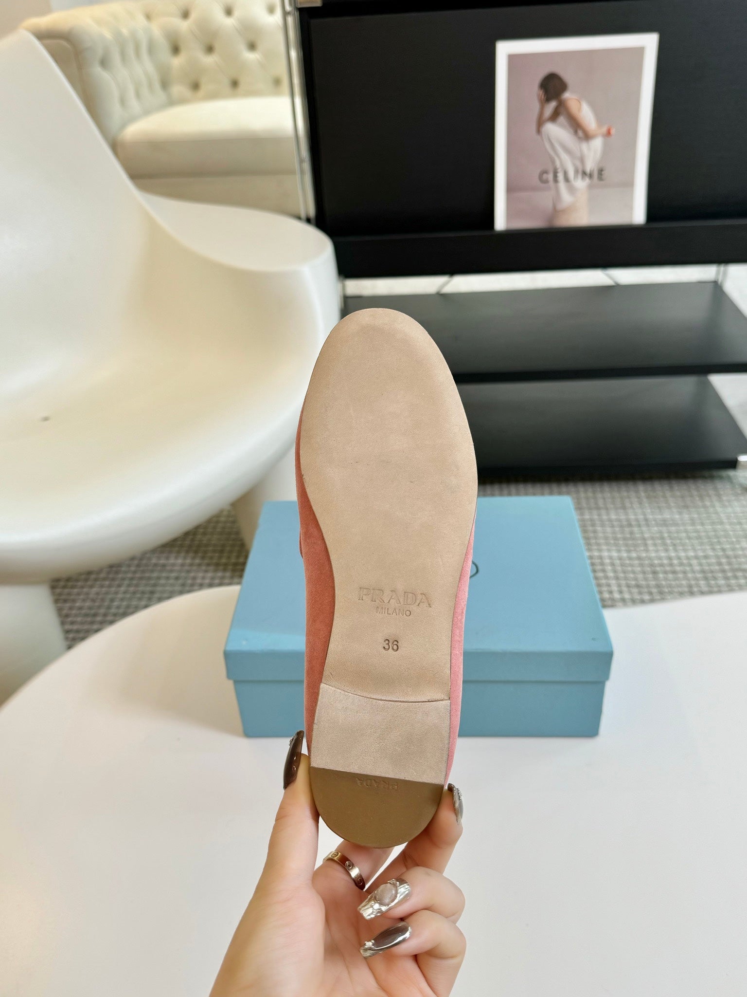 PRADA SUEDE LOAFERS ROSE CALFSKIN