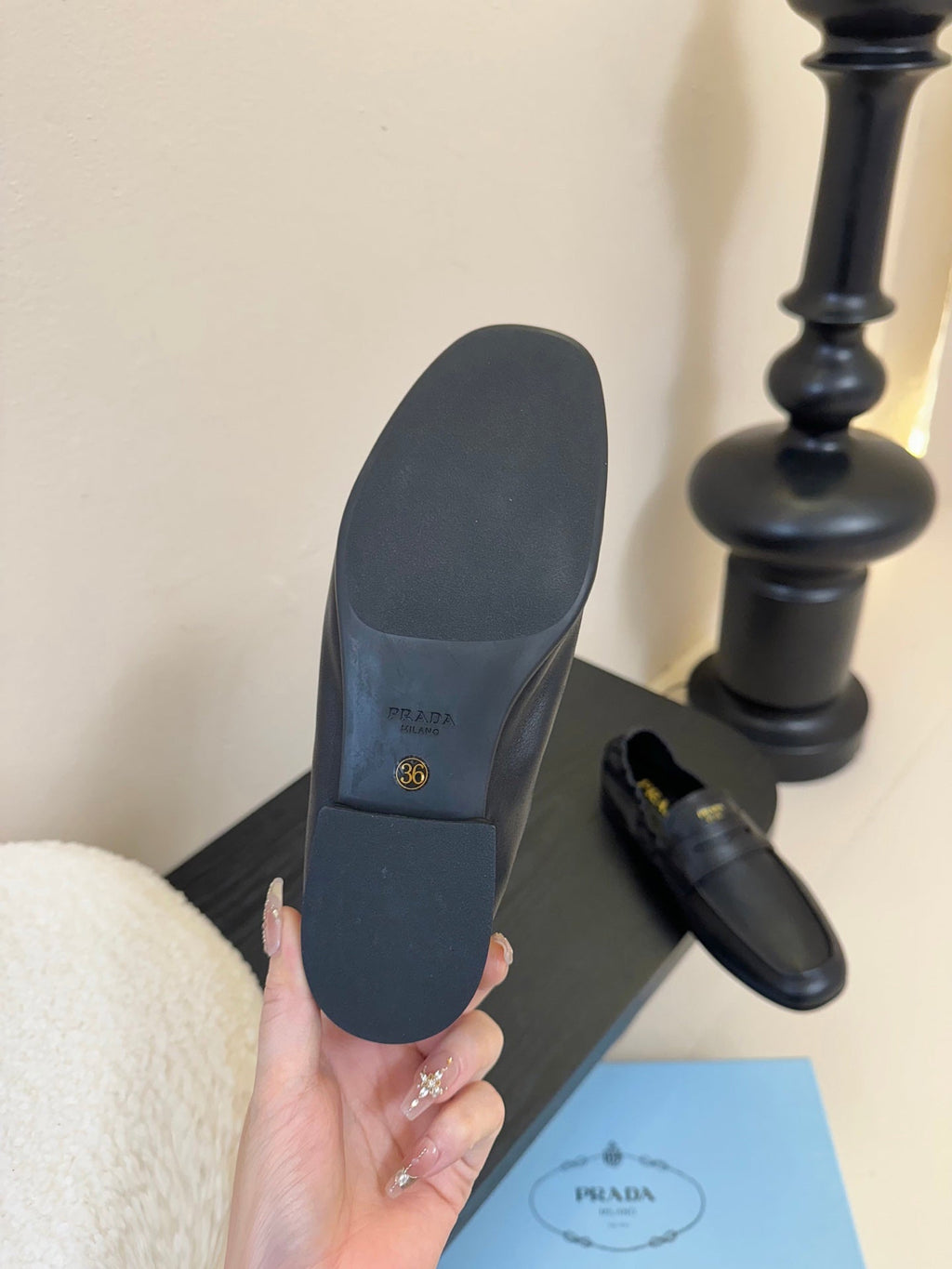 PRADA 25S SHUFFLE LOAFERS IN BLACK CALFSKIN