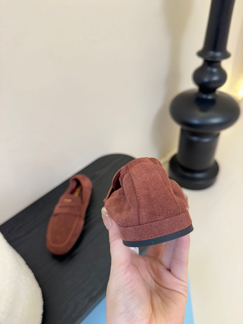 PRADA 25S SHUFFLE LOAFERS IN RK BROWN SUEDE