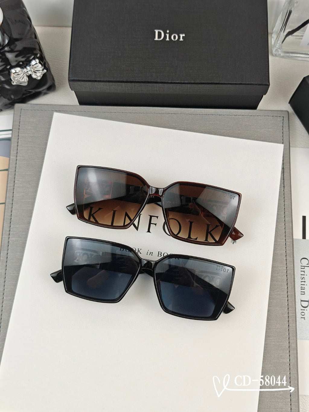 DIOR MONTAIGNE SQUARE SUNGLASS 58044 IN ACETATE