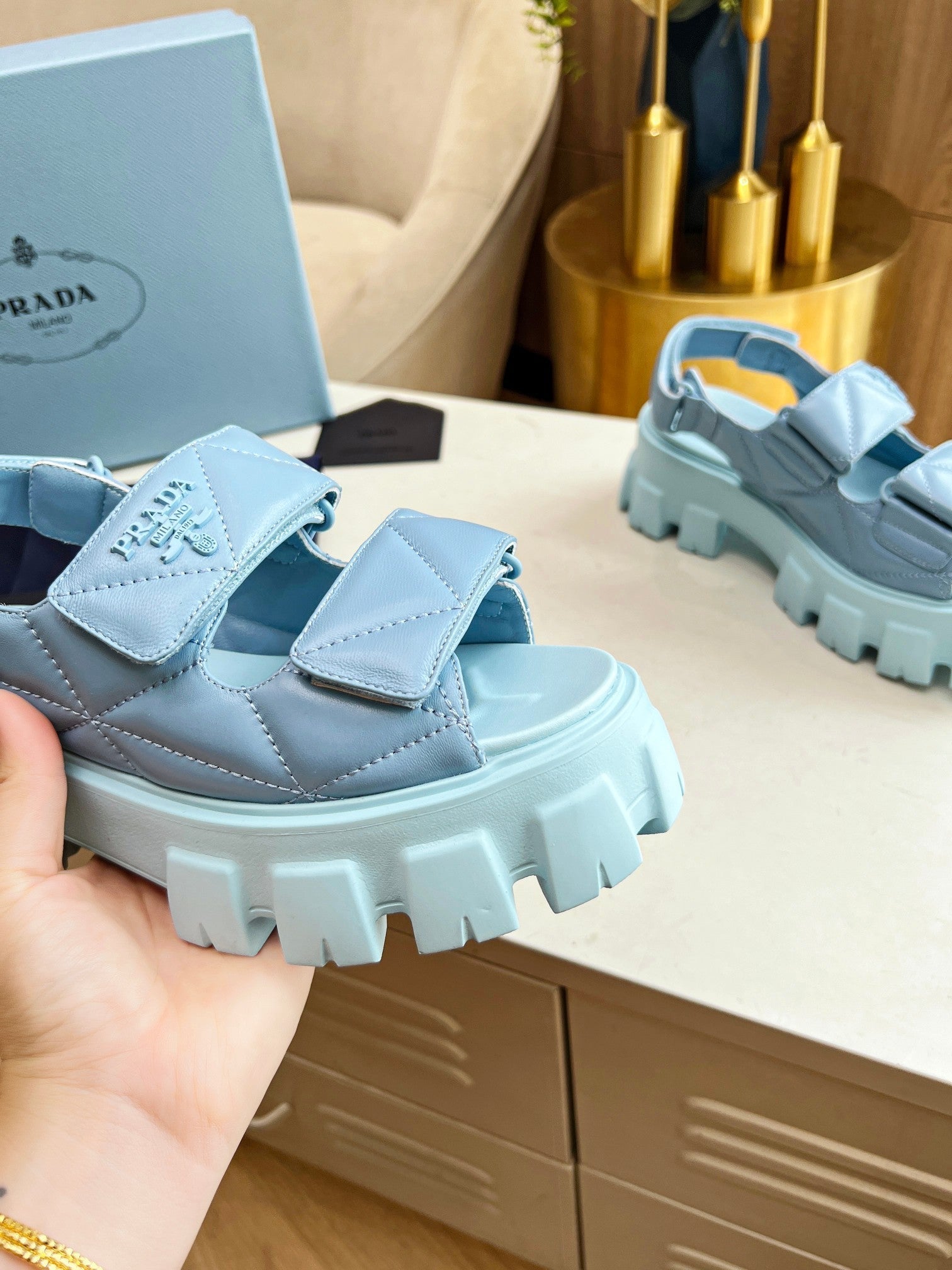 PRADA MONOLITH NAPPA SANLS SKY LAMBSKIN