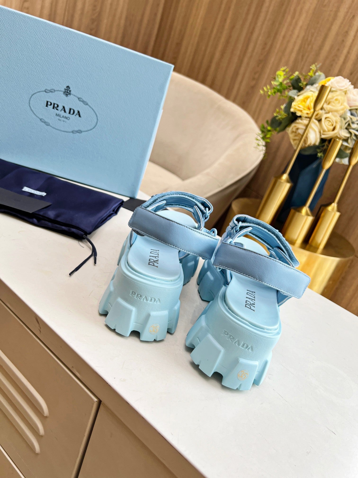 PRADA MONOLITH NAPPA SANLS SKY LAMBSKIN