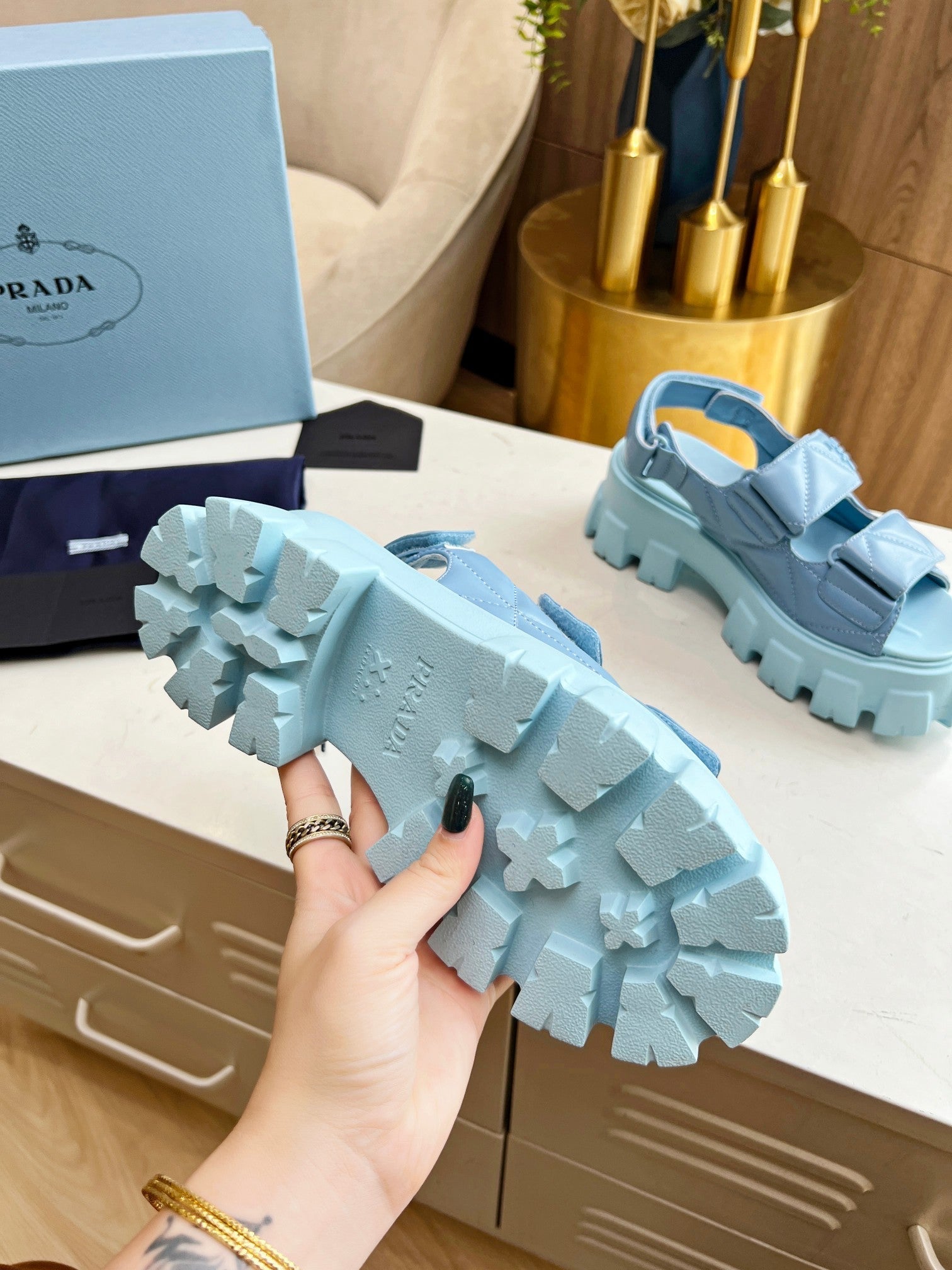 PRADA MONOLITH NAPPA SANLS SKY LAMBSKIN