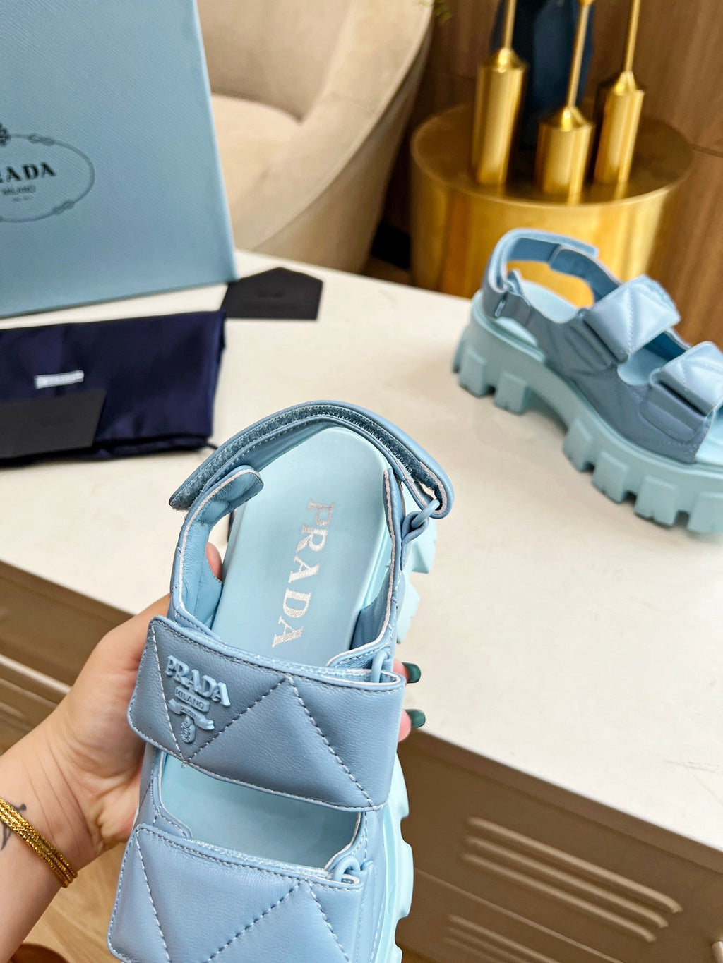 PRADA MONOLITH NAPPA SANLS SKY LAMBSKIN