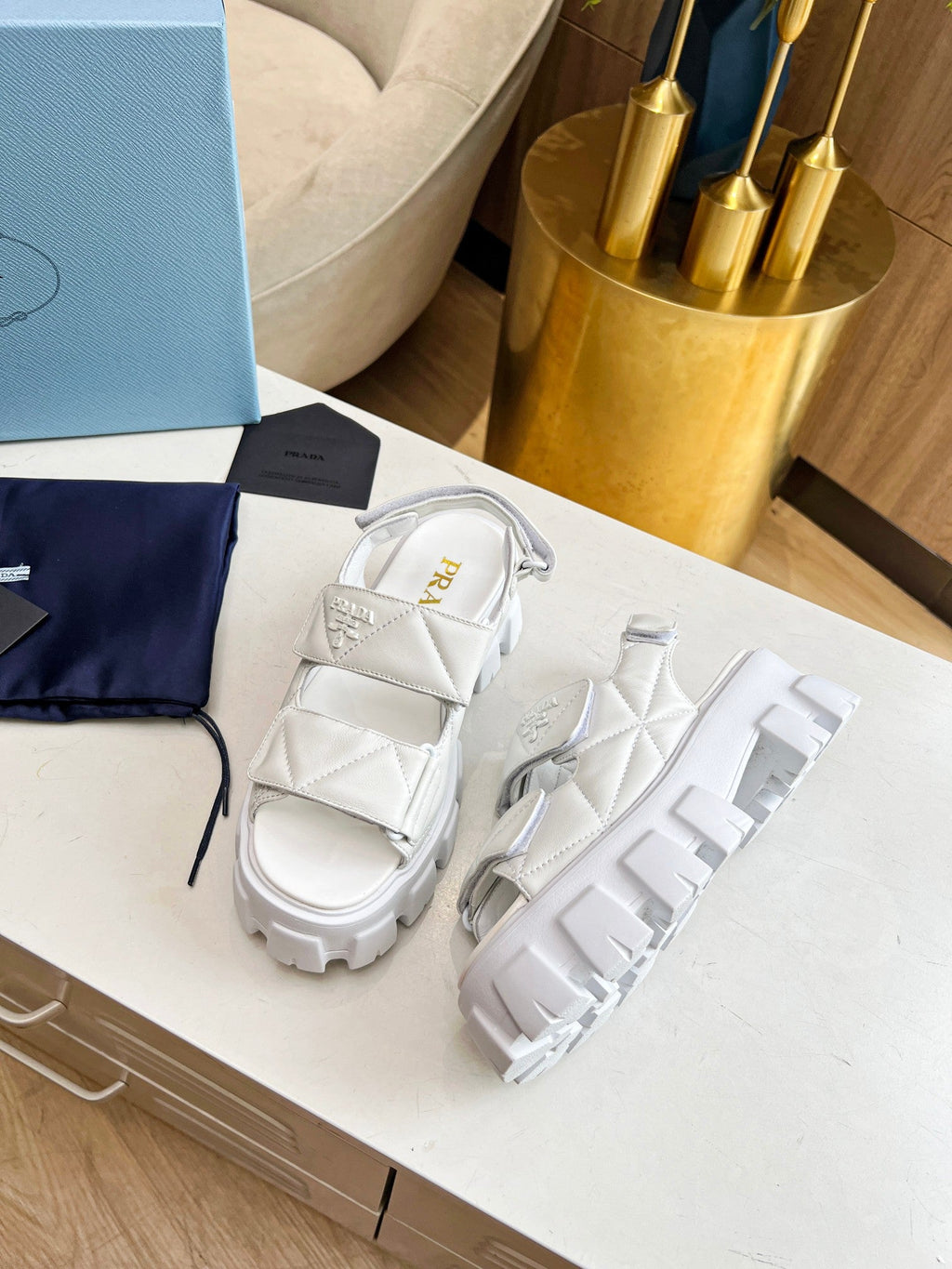 PRADA MONOLITH NAPPA SANLS WHITE LAMBSKIN