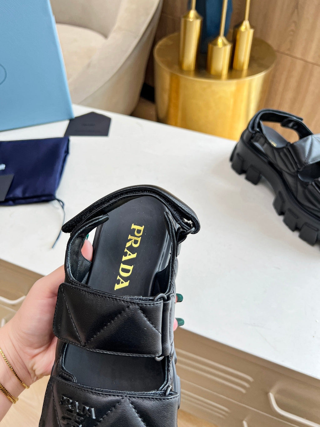 PRADA MONOLITH NAPPA SANLS BLACK LAMBSKIN