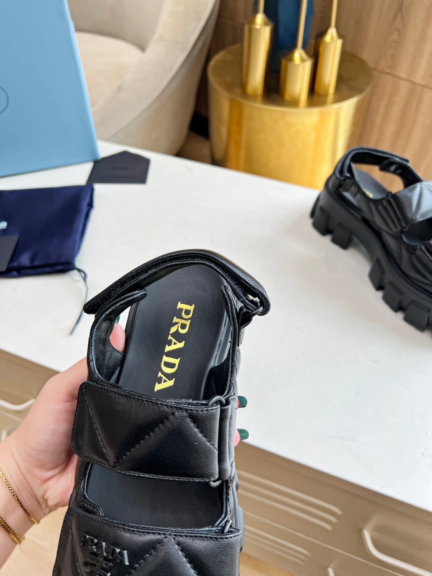 PRADA MONOLITH NAPPA SANLS BLACK LAMBSKIN