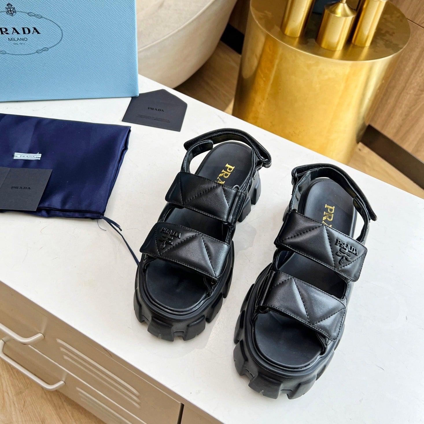 PRADA MONOLITH NAPPA SANLS BLACK LAMBSKIN
