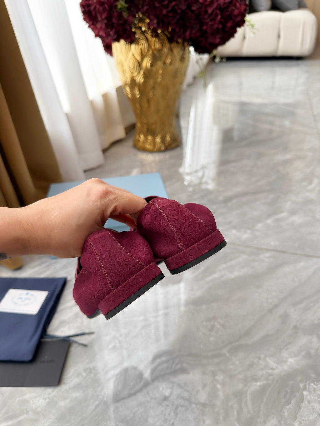 PRADA 25S LOAFERS IN RK RED SUEDE
