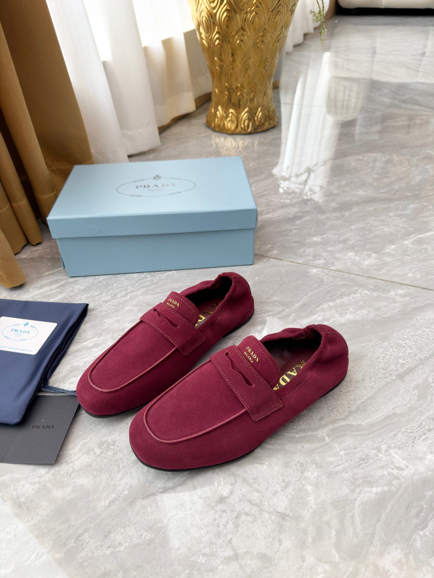PRADA 25S LOAFERS IN RK RED SUEDE
