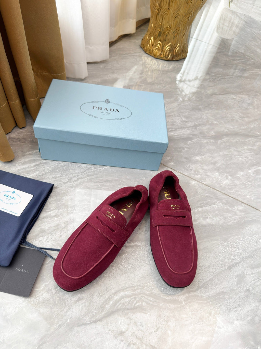 PRADA 25S LOAFERS IN RK RED SUEDE