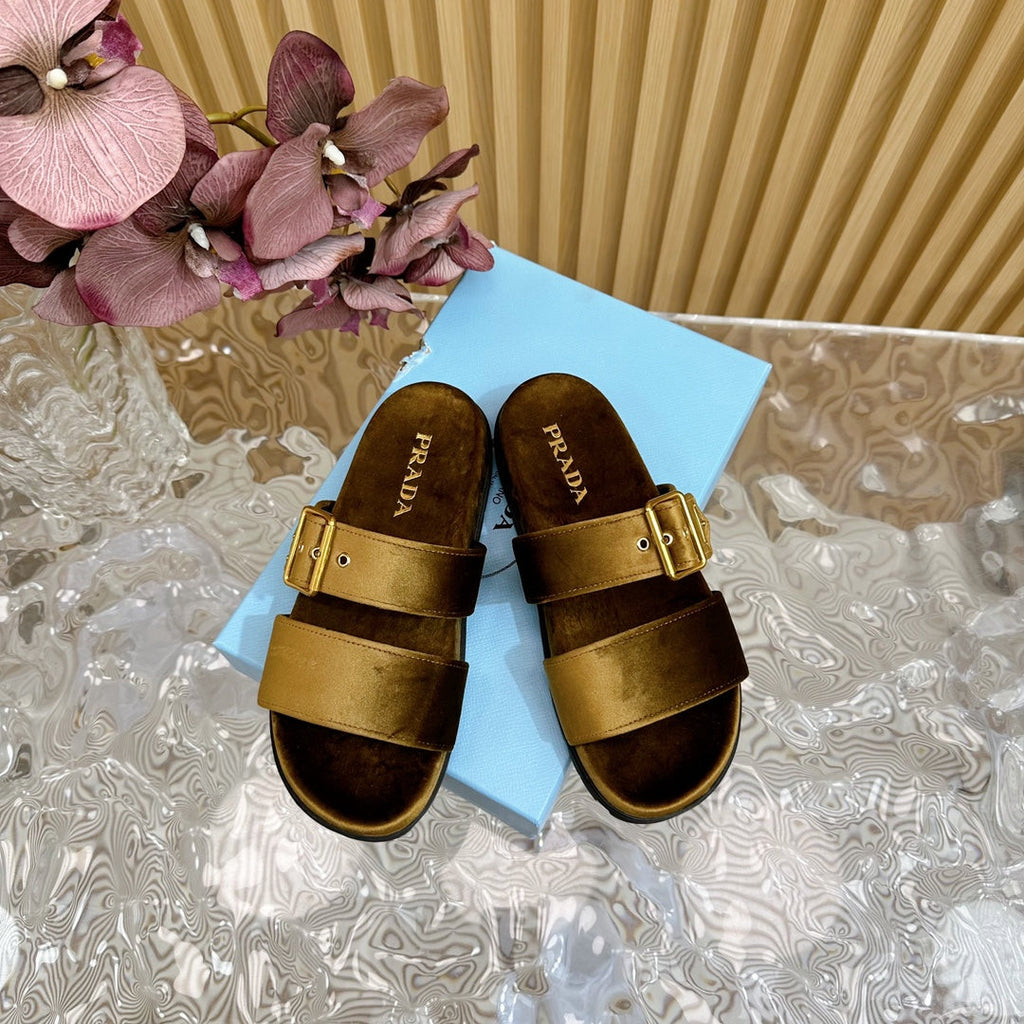 PRADA SLIDES SANLS AMBER VELVET