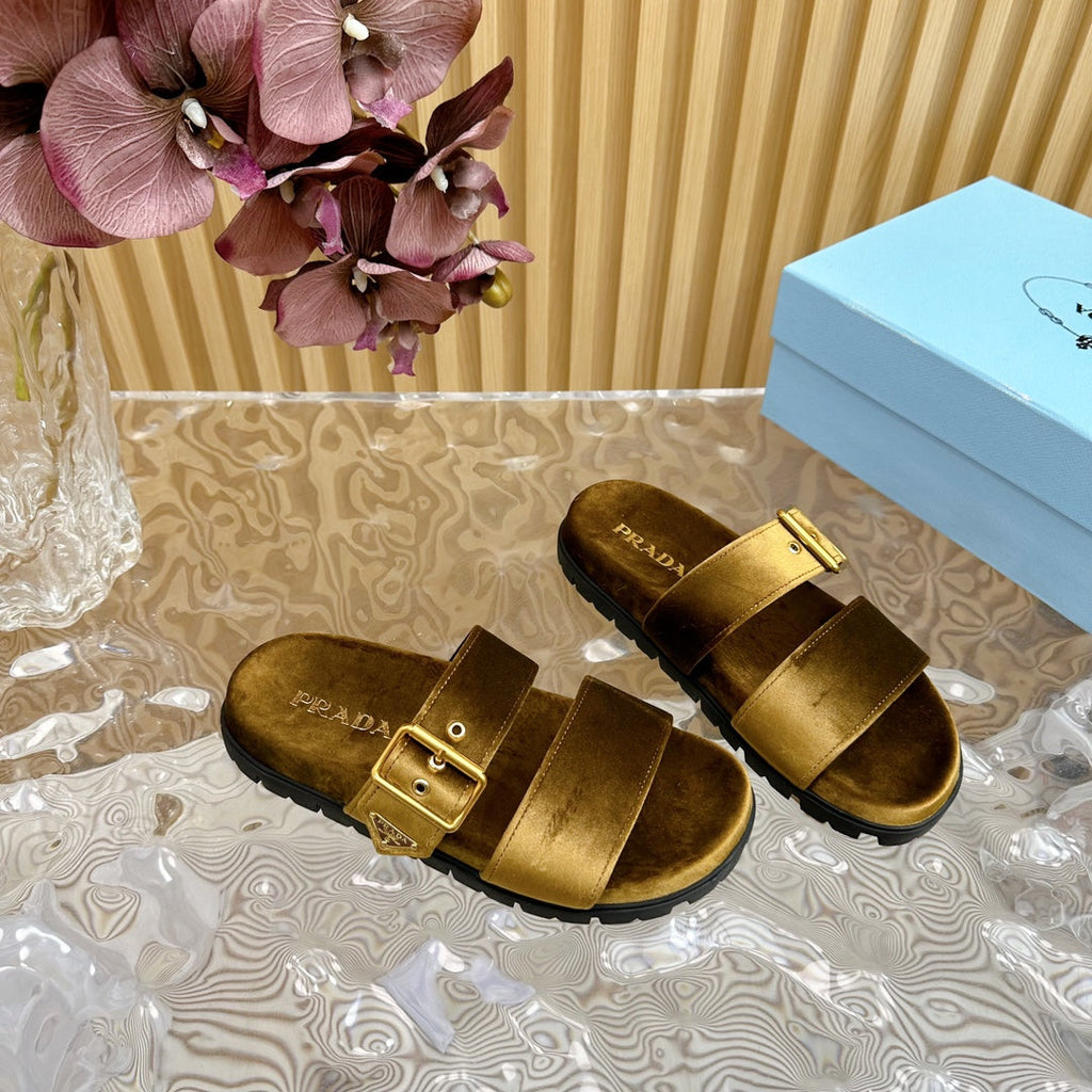 PRADA SLIDES SANLS AMBER VELVET