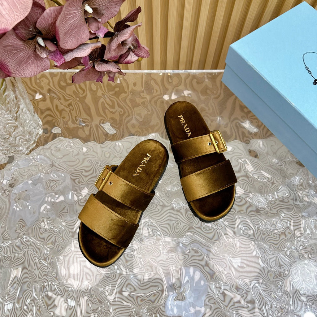 PRADA SLIDES SANLS AMBER VELVET