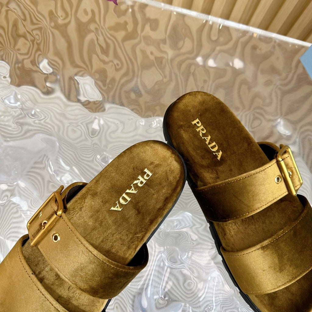 PRADA SLIDES SANLS AMBER VELVET