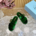 PRADA SLIDES SANLS RK GREEN VELVET