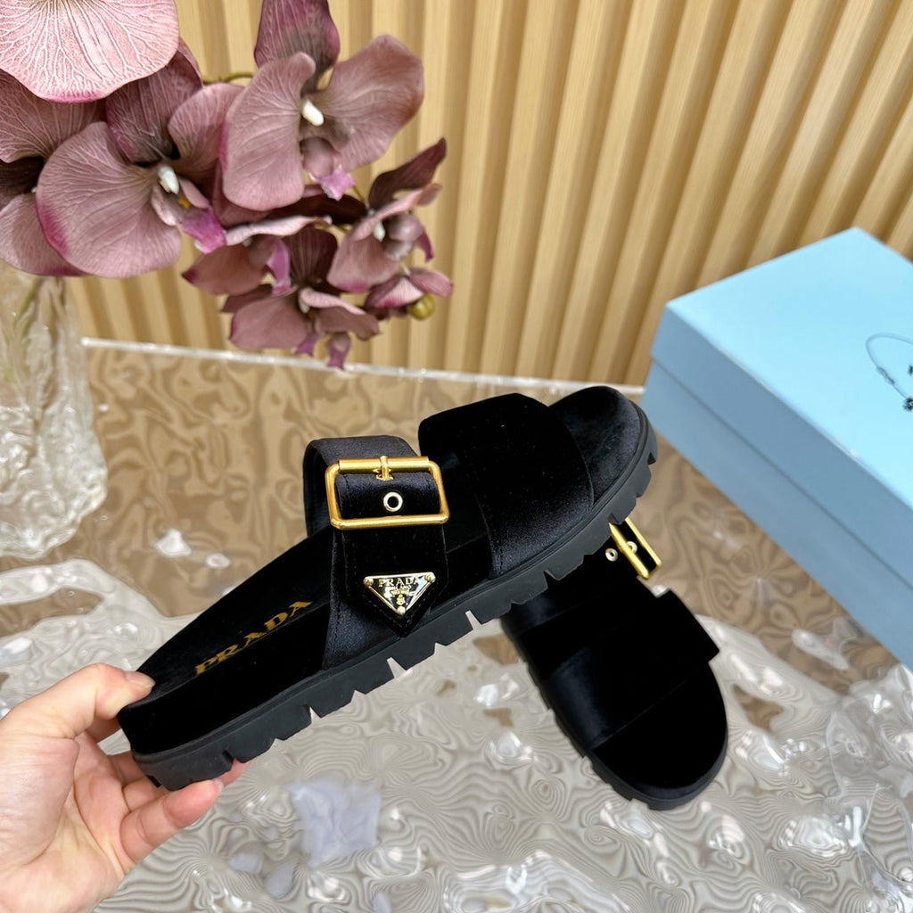 PRADA SLIDES SANLS BLACK VELVET
