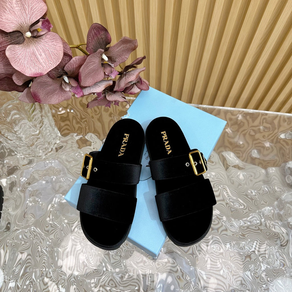 PRADA SLIDES SANLS BLACK VELVET