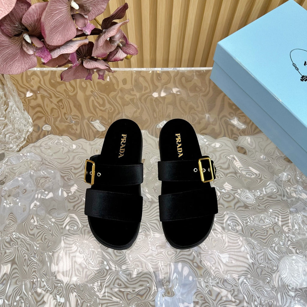 PRADA SLIDES SANLS BLACK VELVET