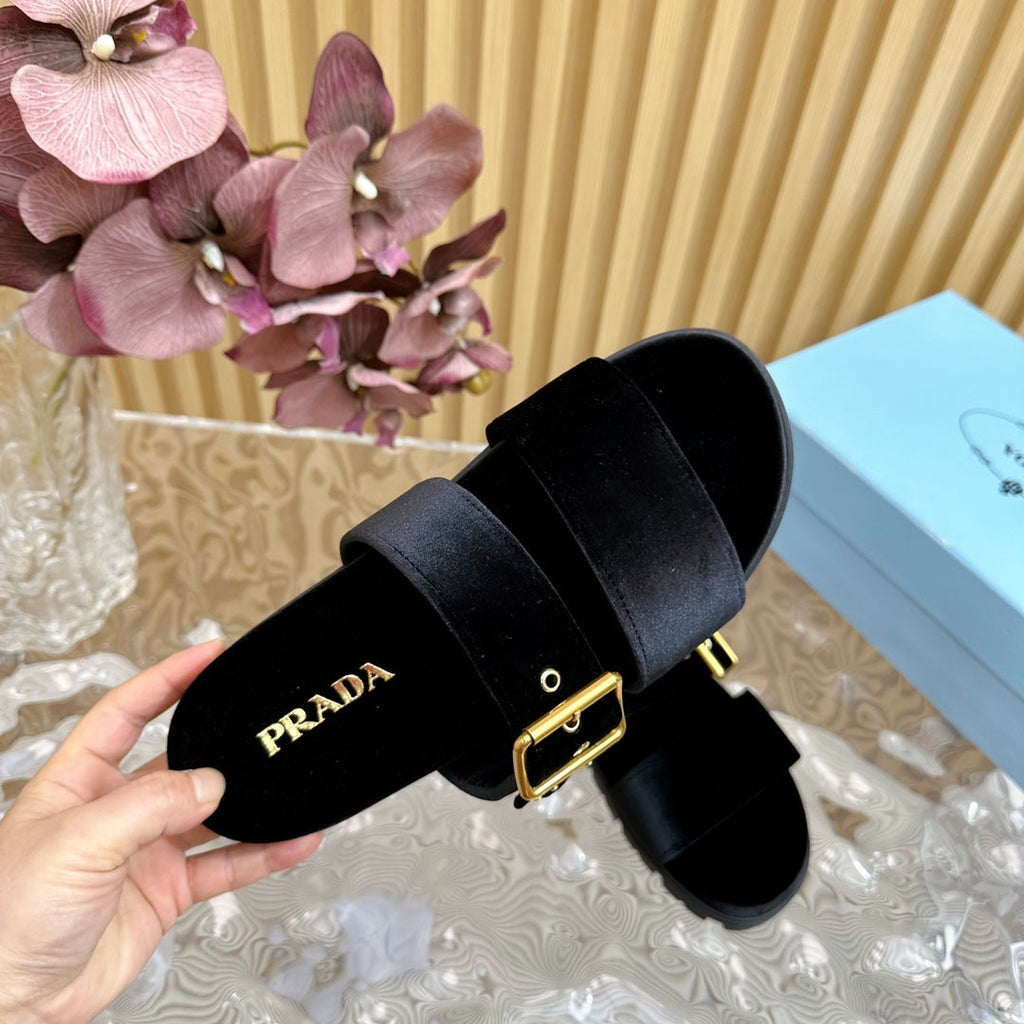 PRADA SLIDES SANLS BLACK VELVET