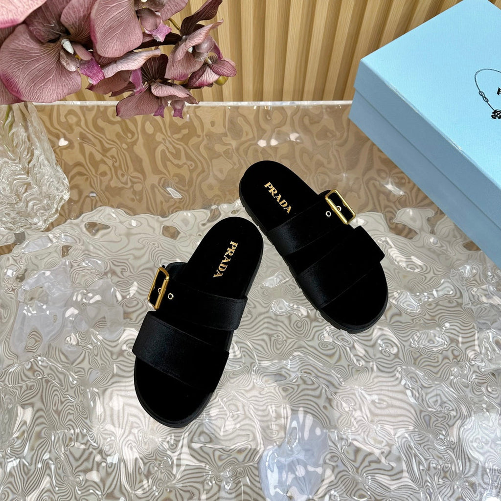 PRADA SLIDES SANLS BLACK VELVET