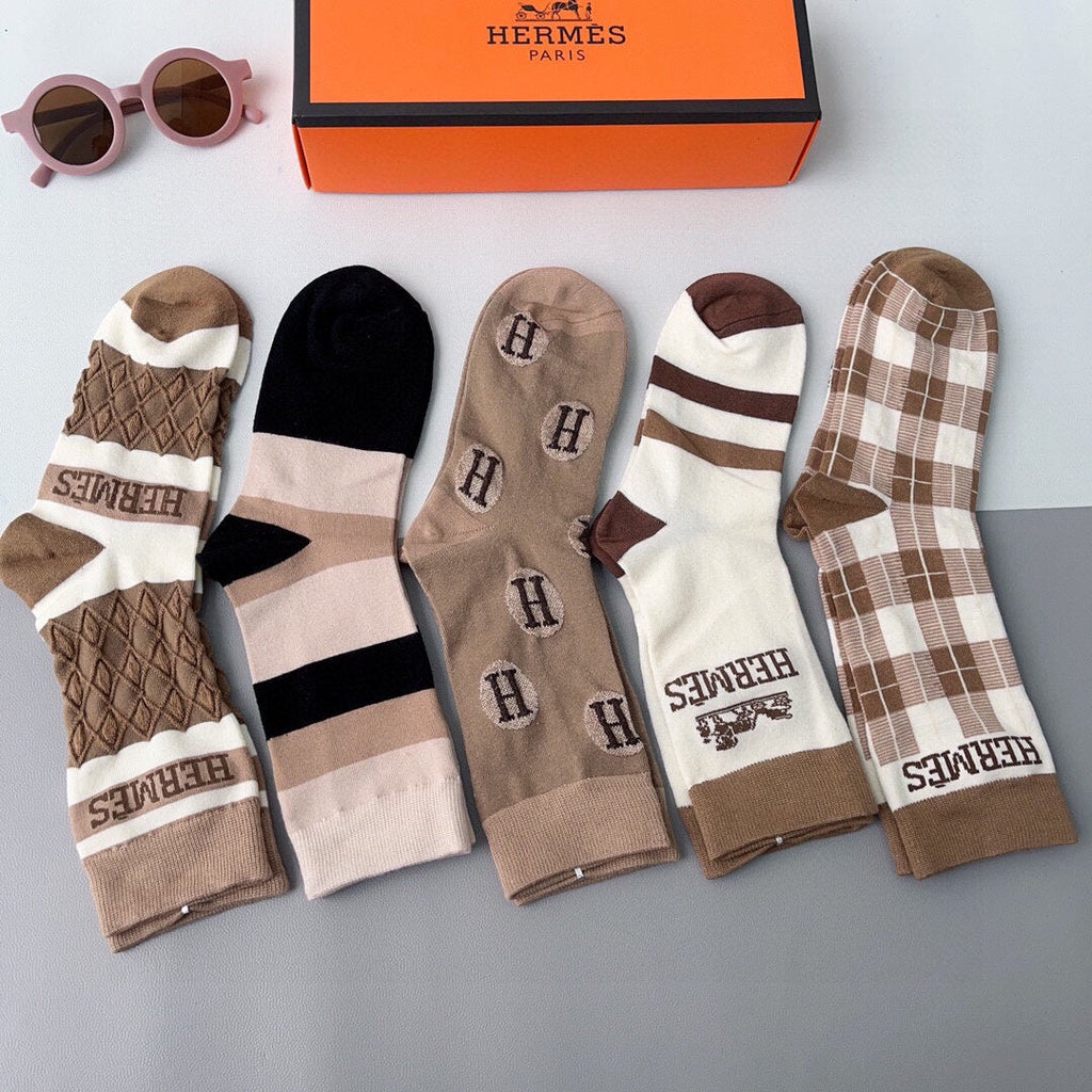 HERMES CREW SOCKS 102659 (1 BOX)