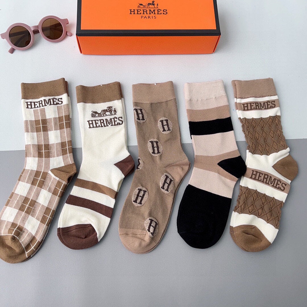 HERMES CREW SOCKS 102659 (1 BOX)