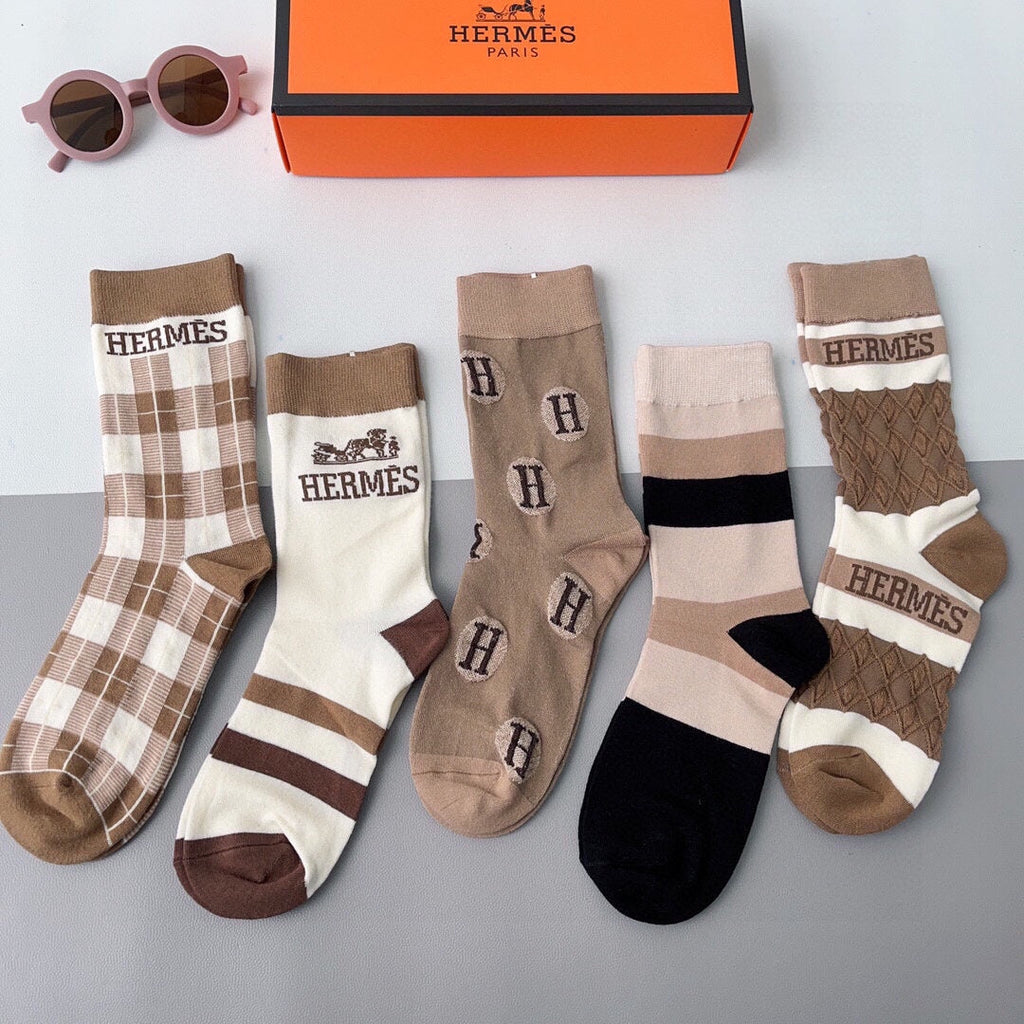 HERMES CREW SOCKS 102659 (1 BOX)