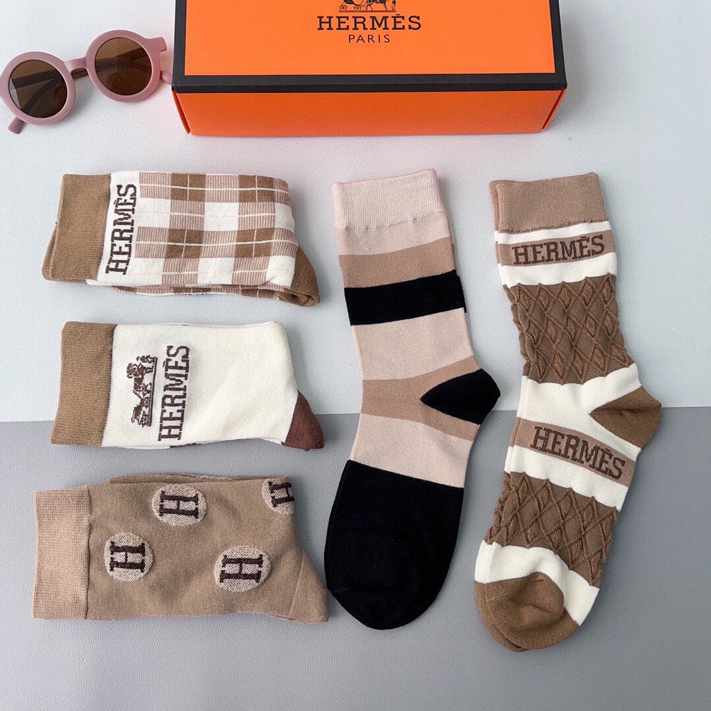 HERMES CREW SOCKS 102659 (1 BOX)
