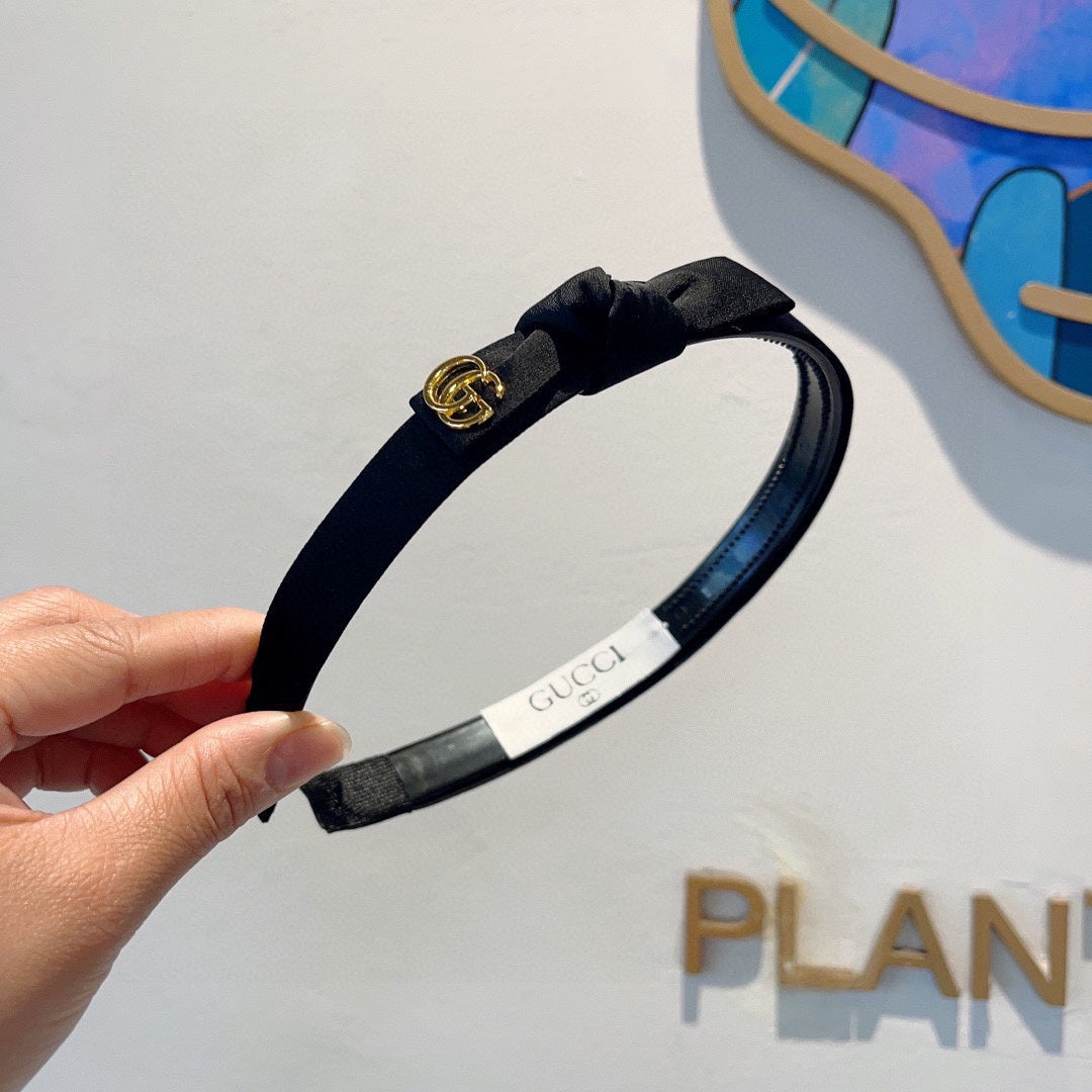 GUCCI BOW HAIRBAND IN BLACK RE-NYLON 356589