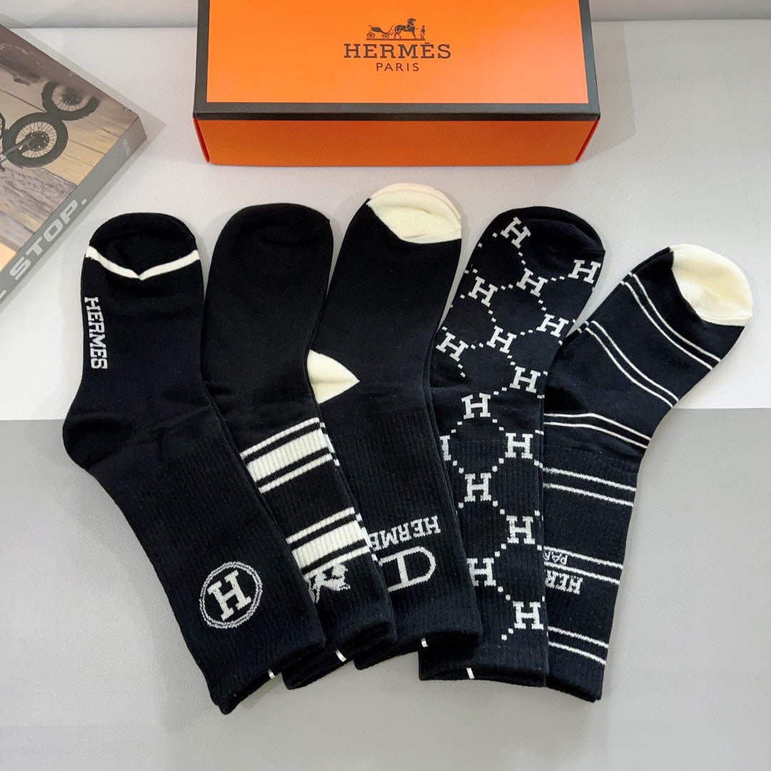 HERMES CREW SOCKS 381628 (1 BOX)