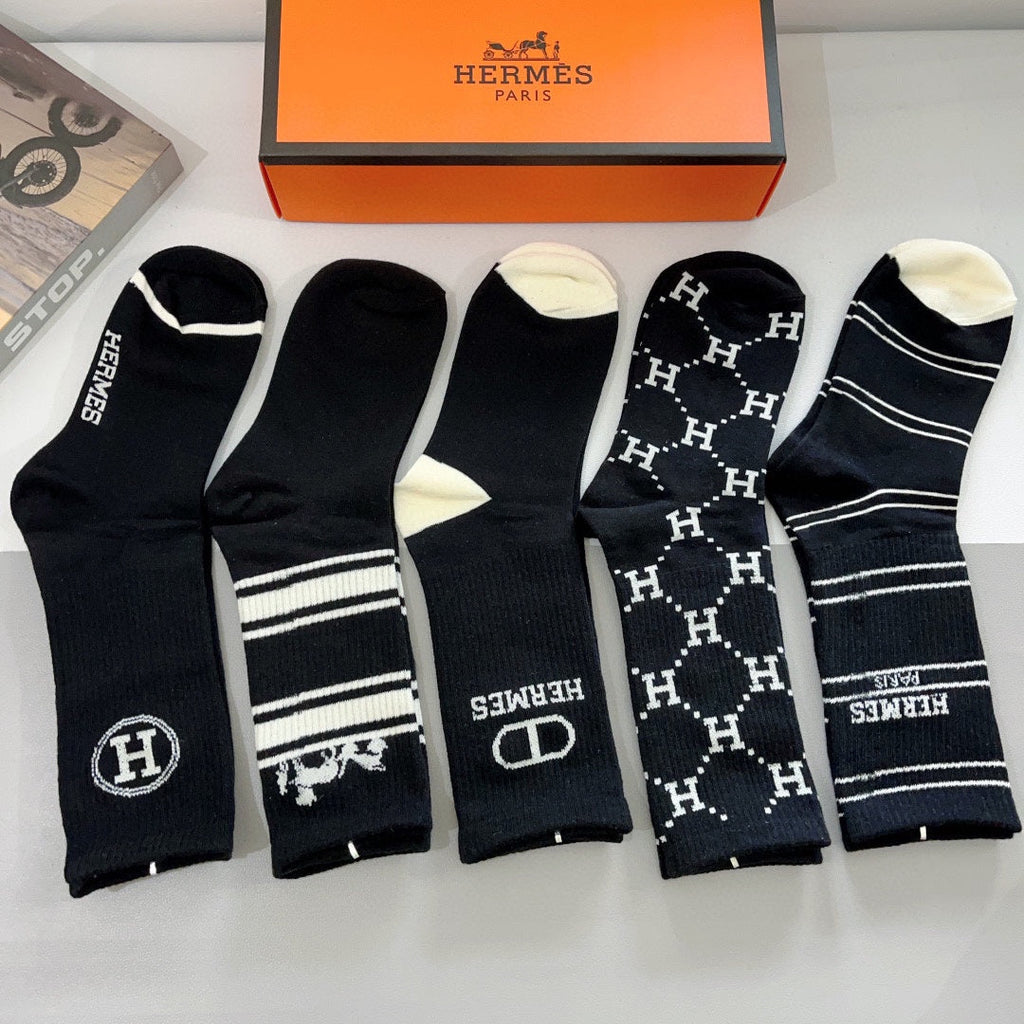 HERMES CREW SOCKS 381628 (1 BOX)